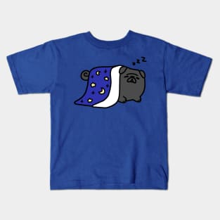 Sleepy Black Pug Kids T-Shirt